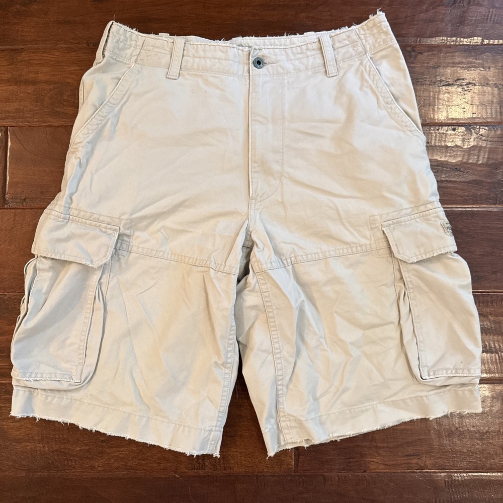 Polo Ralph Lauren No 67 Classic Cargo Shorts Beige Cotton Size 33 Snap Pockets